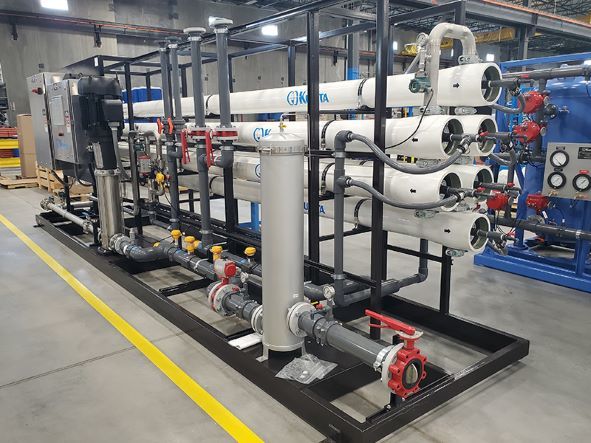 This reverse osmosis membrane skidded system is a manufactured product that incorporates other manufactured products as components. In order to qualify as produced in the United States, the sum of domestic component costs must be 55% or more of the total cost of all components.